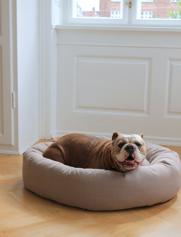 Hundebett donut karierter dunkler Sand